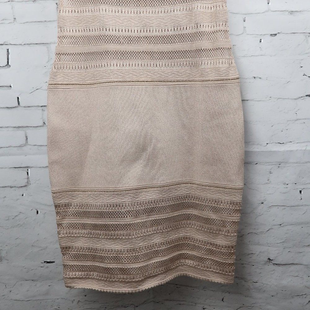 AZZEDINE ALAIA ICONIC 1993 VINTAGE SEMI SHEER CROCHET KNIT NEUTRAL/TAN DRESS - Picture 7 of 14